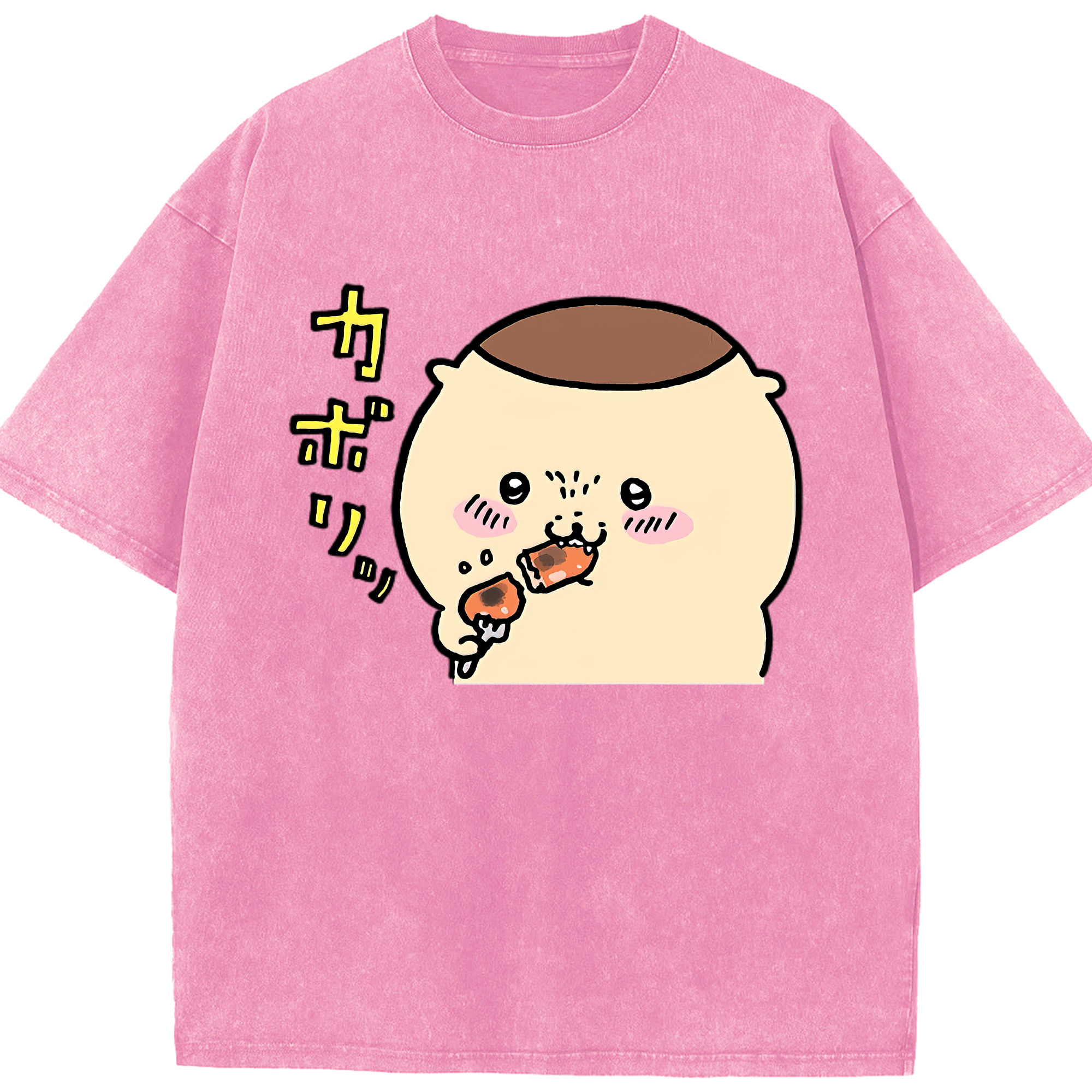 （画像用） ちいかわ くりまんじゅう Chii-kawa kuri manjū 綿100% ヴィンテージ風 半袖Tシャツ（フロントプリント）